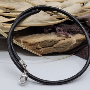 Genuine Black Leather Hypoallergenic Necklace Men's Jewelry Cord 21"